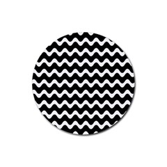 Wave Pattern Wavy Halftone Rubber Round Coaster (4 Pack)