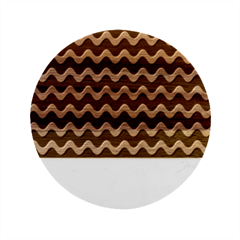 Wave Pattern Wavy Halftone Marble Wood Coaster (round)