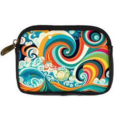 Waves Ocean Sea Abstract Whimsical Digital Camera Leather Case