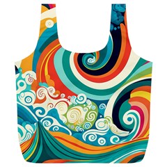 Waves Ocean Sea Abstract Whimsical Full Print Recycle Bag (xl)
