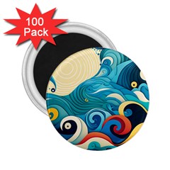 Waves Wave Ocean Sea Abstract Whimsical 2 25  Magnets (100 Pack) 