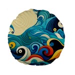 Waves Wave Ocean Sea Abstract Whimsical Standard 15  Premium Round Cushions