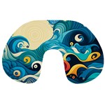 Waves Wave Ocean Sea Abstract Whimsical Travel Neck Pillow