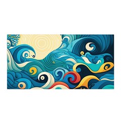 Waves Wave Ocean Sea Abstract Whimsical Satin Wrap 35  X 70 