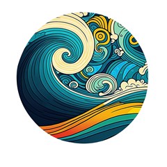 Waves Ocean Sea Abstract Whimsical Art Mini Round Pill Box (pack Of 5) by Maspions