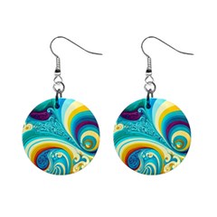 Abstract Waves Ocean Sea Whimsical Mini Button Earrings