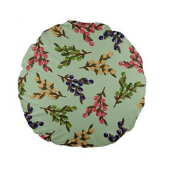Berries Flowers Pattern Print Standard 15  Premium Flano Round Cushions by Maspions