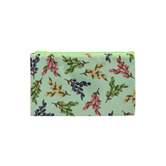 Berries Flowers Pattern Print Cosmetic Bag (xs)