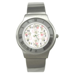 Flowers Roses Pattern Nature Bloom Stainless Steel Watch by Grandong