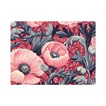 Vintage Floral Poppies Premium Plush Fleece Blanket (Mini) 35 x27  Blanket Front