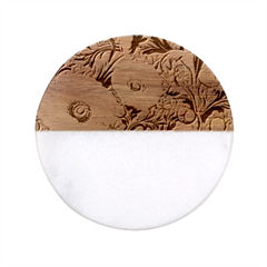 Vintage Floral Poppies Classic Marble Wood Coaster (round) 