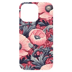Vintage Floral Poppies Iphone 14 Pro Max Black Uv Print Case by Grandong