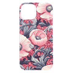 Vintage Floral Poppies Iphone 15 Plus Black Uv Print Pc Hardshell Case by Grandong