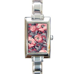 Vintage Floral Poppies Rectangle Italian Charm Watch