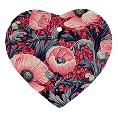 Vintage Floral Poppies Ornament (heart)