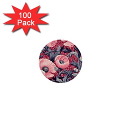 Vintage Floral Poppies 1  Mini Buttons (100 Pack) 