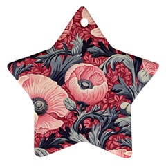 Vintage Floral Poppies Star Ornament (two Sides)