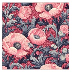 Vintage Floral Poppies Square Satin Scarf (36  X 36 )
