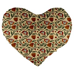 Floral Design Large 19  Premium Flano Heart Shape Cushions by designsbymallika