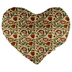 Floral Design Large 19  Premium Flano Heart Shape Cushions