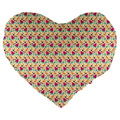 Summer Watermelon Pattern Large 19  Premium Flano Heart Shape Cushions by designsbymallika