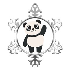 Hello Panda  Metal Small Snowflake Ornament by MyNewStor