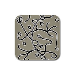 Sketchy Abstract Artistic Print Design Rubber Square Coaster (4 Pack) by dflcprintsclothing
