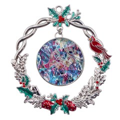 Three Layers Blend Module 1-5 Liquify Metal X mas Wreath Holly Leaf Ornament by kaleidomarblingart