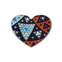 Fractal Triangle Geometric Abstract Pattern Rubber Coaster (heart)