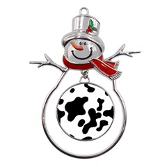 Cow Pattern Metal Snowman Ornament