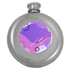 Colorful Labstract Wallpaper Theme Round Hip Flask (5 Oz)