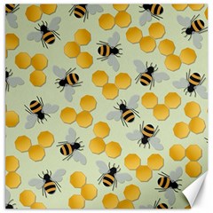 Bees Pattern Honey Bee Bug Honeycomb Honey Beehive Canvas 12  X 12 