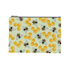 Bees Pattern Honey Bee Bug Honeycomb Honey Beehive Cosmetic Bag (large)