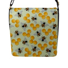 Bees Pattern Honey Bee Bug Honeycomb Honey Beehive Flap Closure Messenger Bag (l)