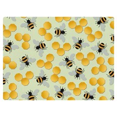 Bees Pattern Honey Bee Bug Honeycomb Honey Beehive Two Sides Premium Plush Fleece Blanket (baby Size)