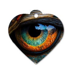 Eye Bird Feathers Vibrant Dog Tag Heart (one Side)