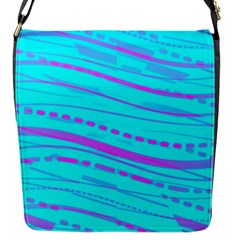 Wave Stripe Pattern Design Aqua Flap Closure Messenger Bag (s) by Ndabl3x