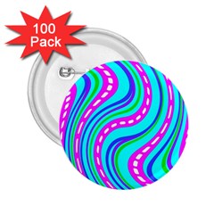 Swirls Pattern Design Bright Aqua 2 25  Buttons (100 Pack)  by Ndabl3x