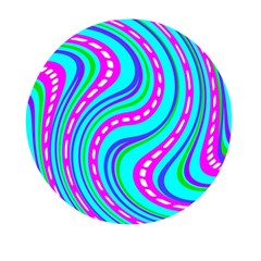 Swirls Pattern Design Bright Aqua Mini Round Pill Box (pack Of 3)