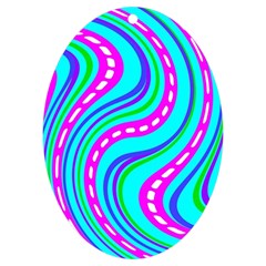 Swirls Pattern Design Bright Aqua Uv Print Acrylic Ornament Oval