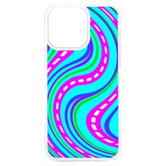 Swirls Pattern Design Bright Aqua Iphone 15 Plus Tpu Uv Print Case