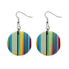 Colorful Rainbow Striped Pattern Stripes Background Mini Button Earrings