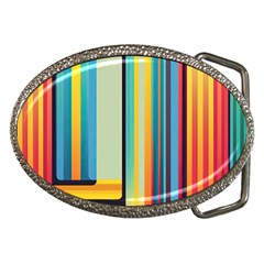 Colorful Rainbow Striped Pattern Stripes Background Belt Buckles