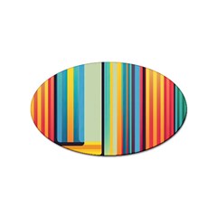 Colorful Rainbow Striped Pattern Stripes Background Sticker (oval)