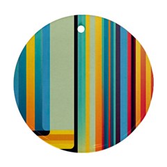 Colorful Rainbow Striped Pattern Stripes Background Round Ornament (two Sides)