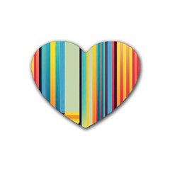 Colorful Rainbow Striped Pattern Stripes Background Rubber Heart Coaster (4 Pack)