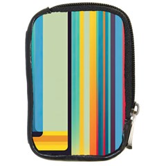 Colorful Rainbow Striped Pattern Stripes Background Compact Camera Leather Case