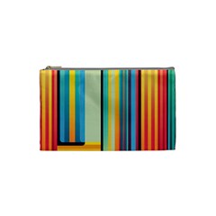 Colorful Rainbow Striped Pattern Stripes Background Cosmetic Bag (small)
