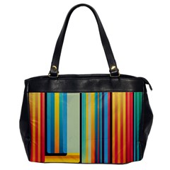 Colorful Rainbow Striped Pattern Stripes Background Oversize Office Handbag by Ket1n9