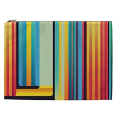 Colorful Rainbow Striped Pattern Stripes Background Cosmetic Bag (xxl)